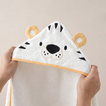 Personalised Baby Bamboo Hooded Towel Tiger Design, 3 of 7