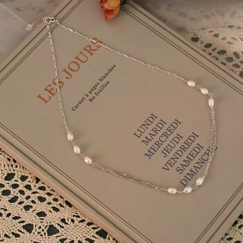 Monica White Ivory Silver Pearl Triple Jewel Gift Necklace, 2 of 6