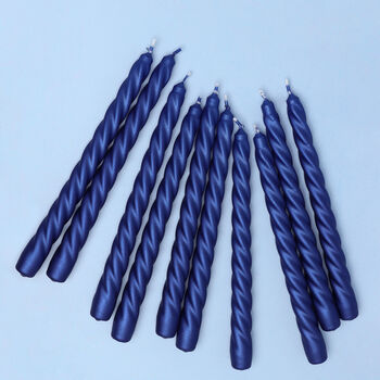 G Decor Coraline Cérulea Set Of Two, 10 Or 20 Royal Blue Twisted Dinner And Taper Candles, 2 of 3