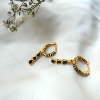 Black Hoop Earrings, Black Earring Set, Christmas Gift For Her, 3 of 7