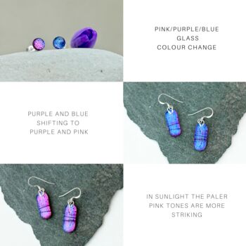 Small Purple Glass And Sterling Silver Stud Earrings, 8 of 11