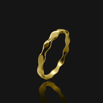 Gold Plated Ring With Wave Design, Three Sizes, 2 of 6