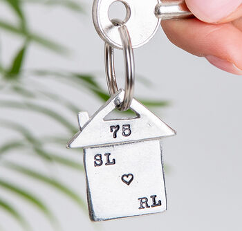 Personalised New Home Housewarming Gift Pewter Keyring, 2 of 12