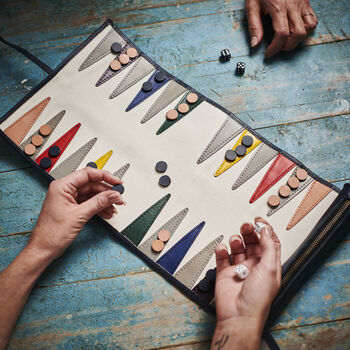 Personalised Bright Leather Travel Backgammon Set, 9 of 9