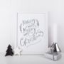 Merry Merry Merry Christmas Typography Foil Print, thumbnail 2 of 3