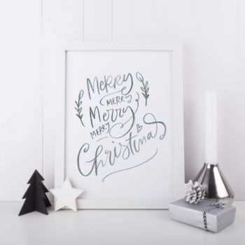 Merry Merry Merry Christmas Typography Foil Print, 2 of 3