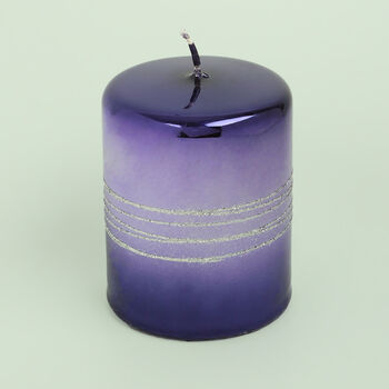 G Decor Purple Two Tone Glitter Glass Candles, 5 of 7