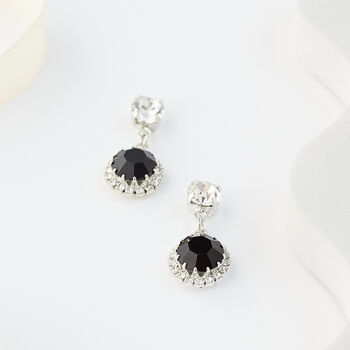 Jet Black Swarovski Crystal Snow Drop Earrings, 5 of 6