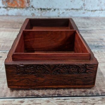 Floral Carved Wooden Jewellery Box, 4 of 8