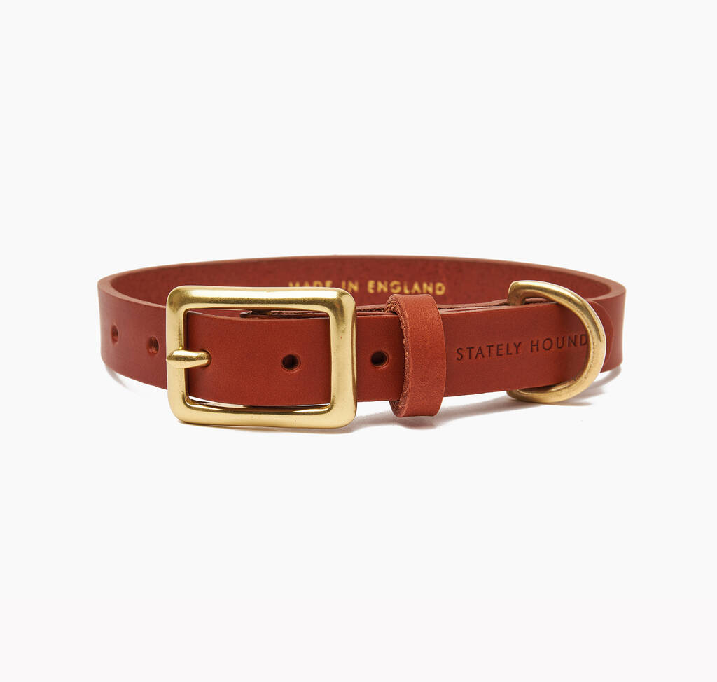 Tan Leather Dog Collar For Small And Large Dogs, 1 of 3