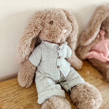 Plush Bunny In Cotton Outfit Soft Toy Children's Easter Gift, 9 of 9
