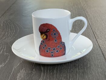 Red Lorry Parrot Print Espresso Cup And Saucer, 3 of 3