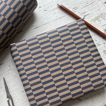 Navy Checkerboard Pattern Fibre 450 X 320mm Size Wrapping Paper Sheet, 2 of 6