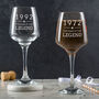 Personalised Engraved Legend Wine Glass Mens Birthday Gifts, thumbnail 3 of 4