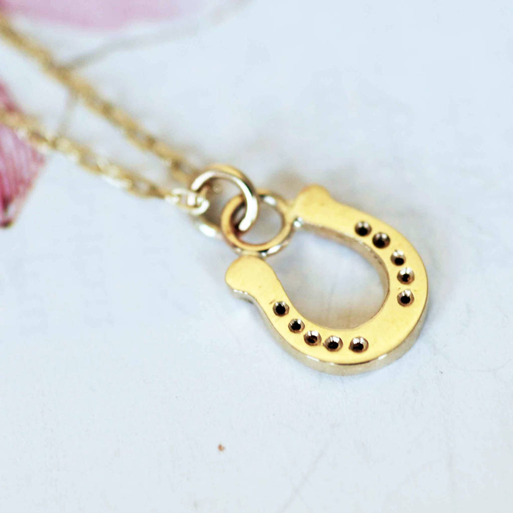 gold horseshoe necklace by heather scott jewellery