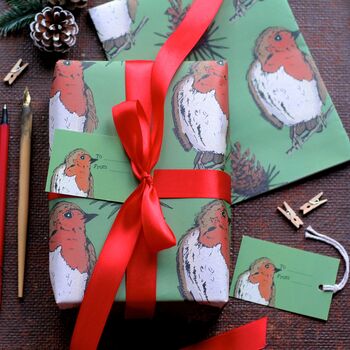 Woodland Robin Christmas Wrapping Paper, 2 of 6