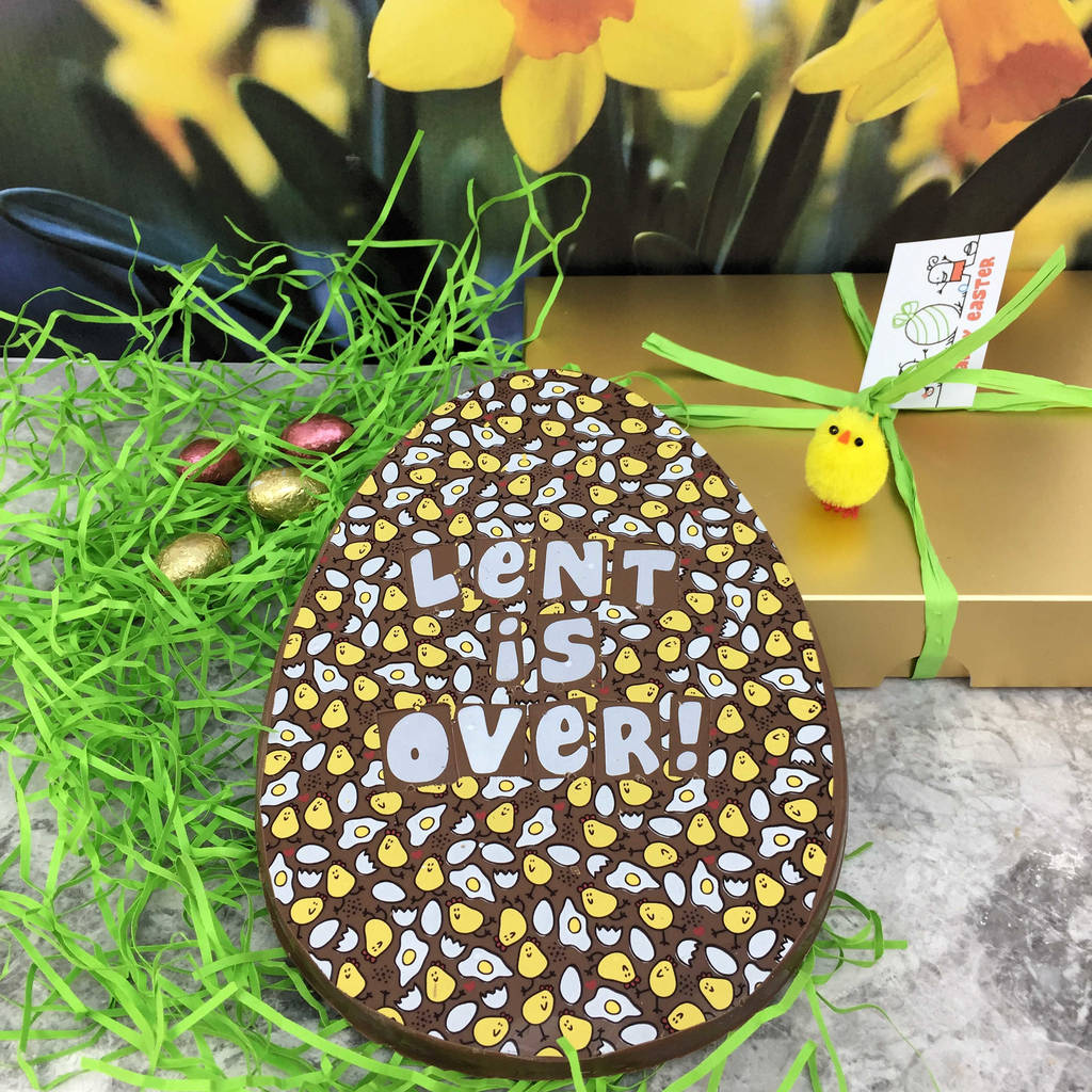 Large Milk Chocolate Easter Egg With Lent Is Over Gift By Cocoapod