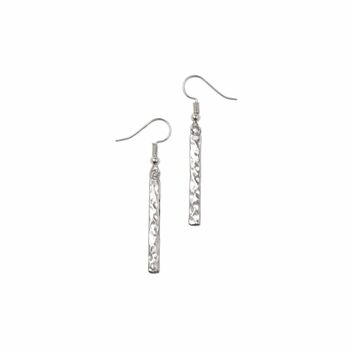 Silver Plated Hammered Rod Earrings, 2 of 6