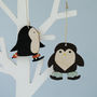Skating Penguins Personalised Wooden Decorations, thumbnail 2 of 2