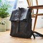 Rolltop Black Leather Backpack, thumbnail 4 of 4