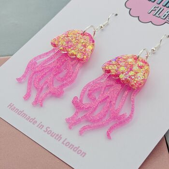Handmade Resin Jellyfish Earrings That Wiggle With Every Step, 9 of 12