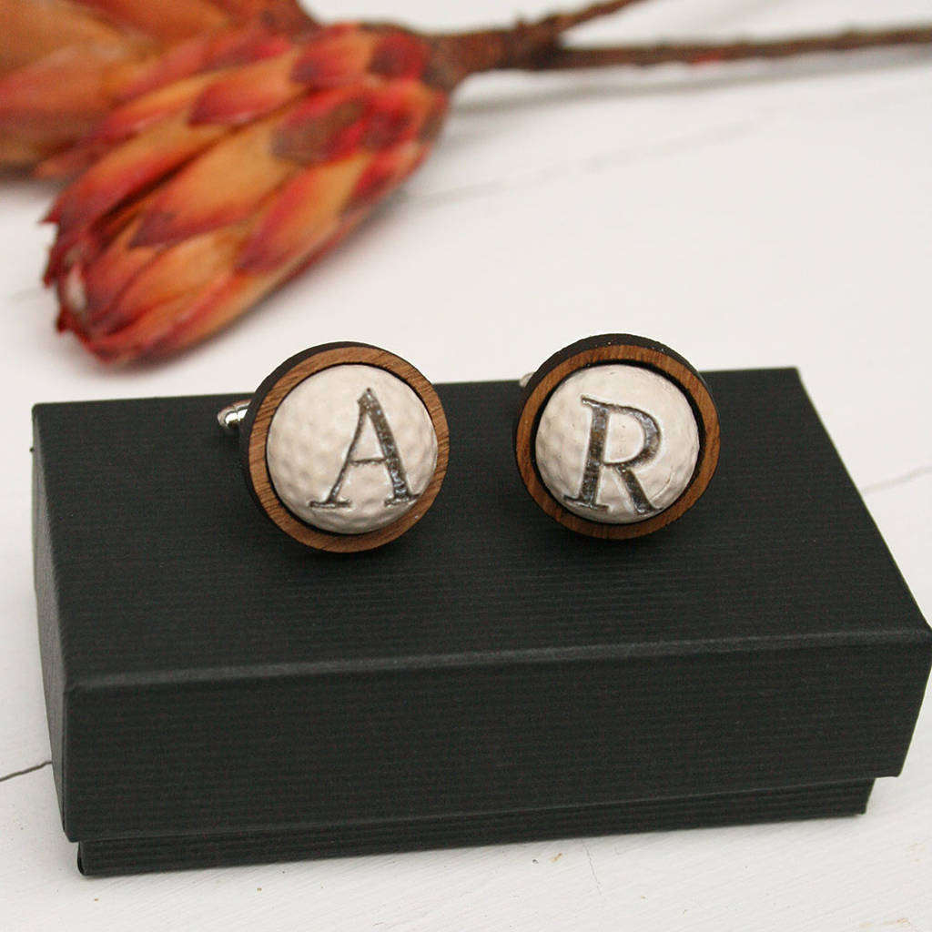 Image of Ceramic Golf Ball Initial Cufflinks