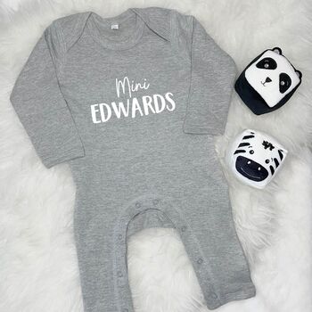 'Mini' Personalised Rompersuit Gift For New Baby, 3 of 8