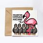 Personalised Flamingo In Flock Of Pigeons Card, thumbnail 1 of 2