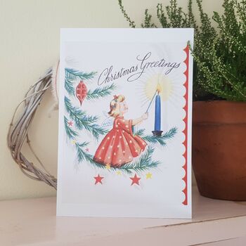 Vintage Style Hand Printed Christmas Card, 6 of 8