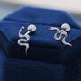 Snake Screw Back Earrings In Sterling Silver, thumbnail 1 of 10