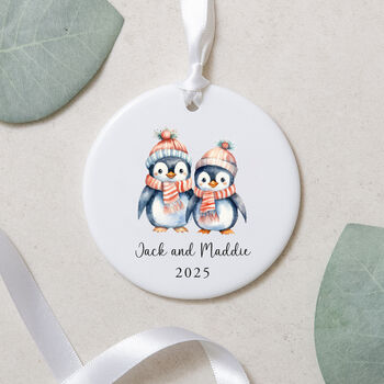 Personalised Penguin Christmas Ceramic Decoration, 4 of 4