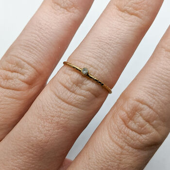 Dainty Grey Diamond In Gold Stacking Ring, 3 of 3