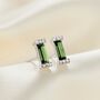 Birthstone Baguette Stud Earrings In Sterling Silver, thumbnail 12 of 12