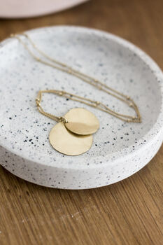 Hammered Brass Double Disc Pendant Necklace, 2 of 8