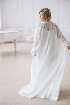 Ivory Macrame Lace Bridal Kimono Cape, 8 of 12