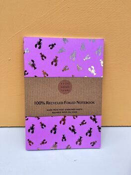 Recycled Pink Notebook With Gold Foil Lobster, 9 of 10