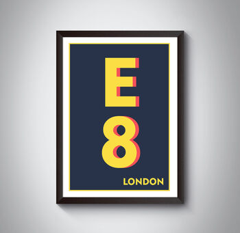 E8 Hackney Dalston London Typography Postcode Print, 9 of 11