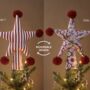Two Sided Pom Pom Padded Fabric Star Tree Topper, thumbnail 2 of 4