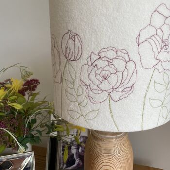 Peonies Embroidered Lampshade, 2 of 2