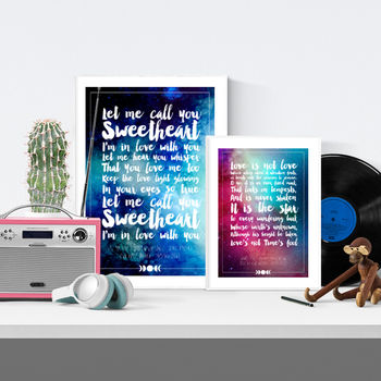 Personalised Favourite Song Lyrics Or Quote Print, 2 of 11