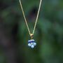Forget Me Not Blue Flower Mini Pendant Necklace, 14k Gold Plated, thumbnail 1 of 2