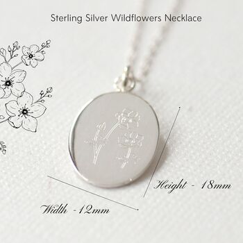 Birthflower Personalised Oval Sterling Silver Necklace, 3 of 11
