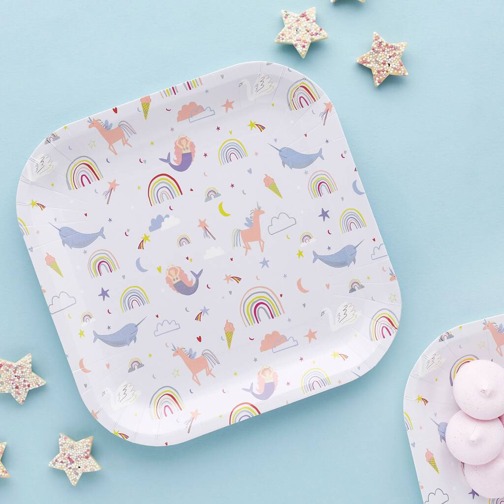 10 Enchanted Rainbow Mermaid Paper Plates, 1 of 3