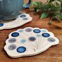 Cow Parsley Wildflower Handmade Ceramic Coasters Blue, thumbnail 1 of 7