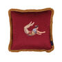 Trapeze Boy Double Sided Velvet Cushion Deep Berry Red And Stripes, thumbnail 4 of 6