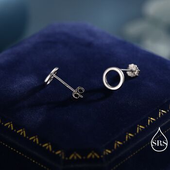 Sterling Silver Open Circle Stud Earrings, 2 of 12