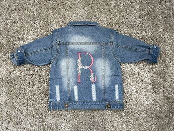 Embroidered Baby/Toddler Denim Jacket With Letter, 2 of 6