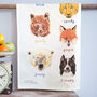 'Growlers' Illustrated Animal Tea Towel, thumbnail 1 of 4