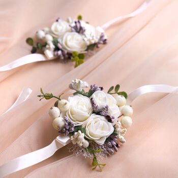 Wedding Flower Wrist Corsage In Purple, 8 of 8
