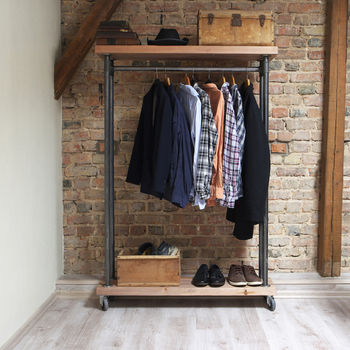 Eden Industrial Style Wood Clothes Rail, 7 of 11